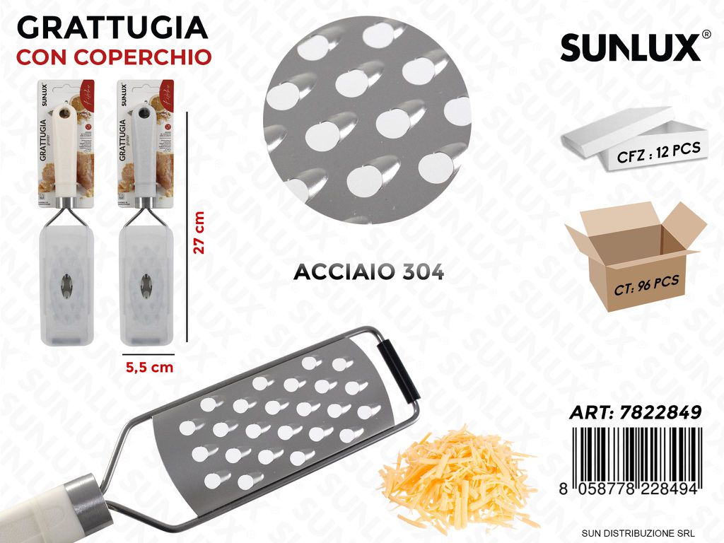 Grattugia c/ Coperchio Acciaio 304 5.5*27CM