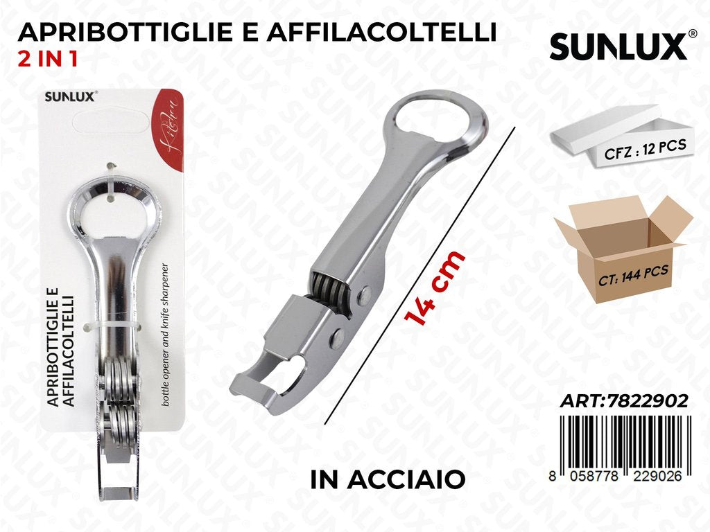 Sunlux Apribottiglie e Affila Coltelli 2IN1 14CM