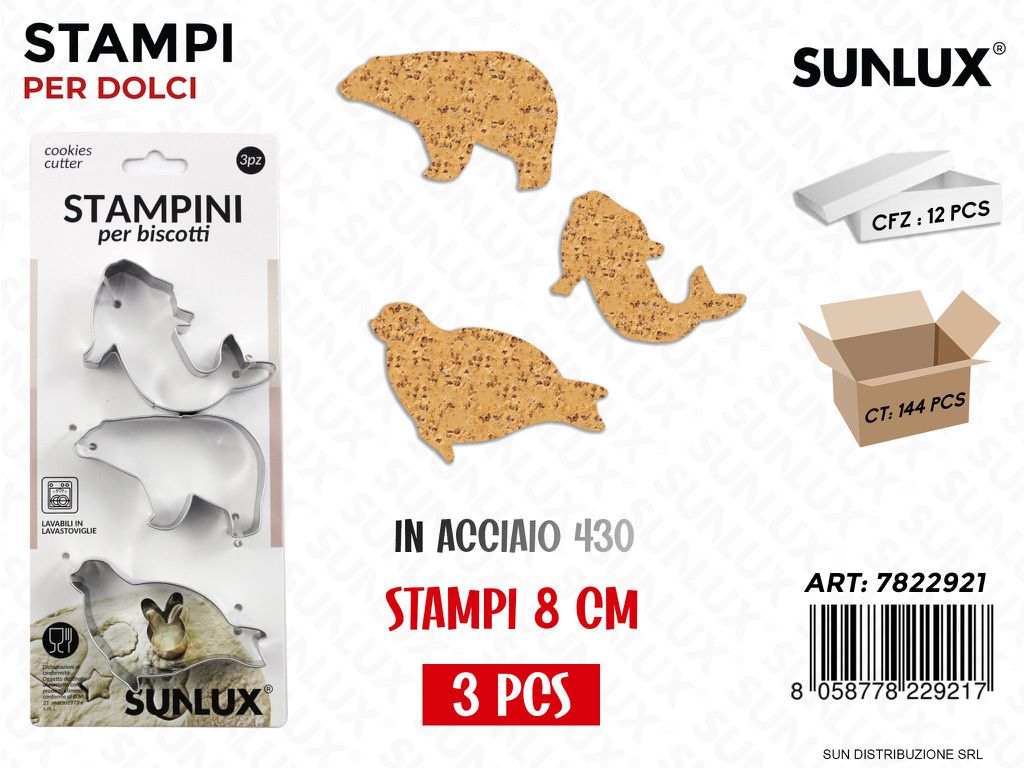 Stampini per Biscotti in Acciaio 430 8CM 3PCS