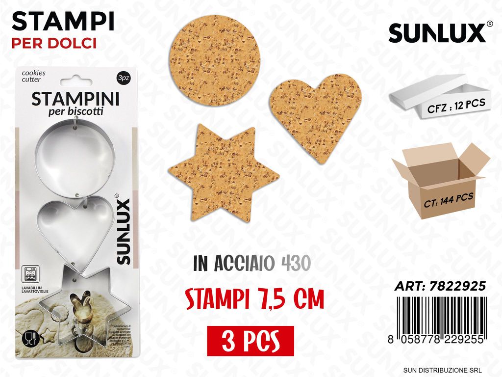 Stampini per Biscotti in Acciaio 430 7.5CM 3PCS