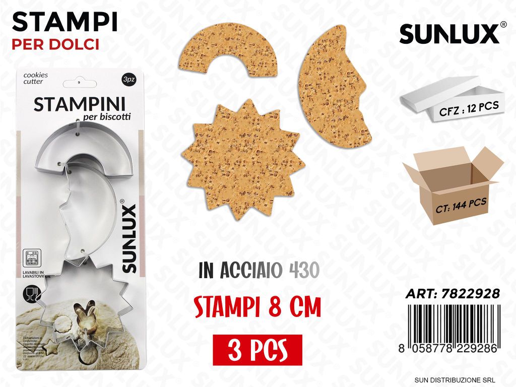 Stampini per Biscotti in Acciaio 430 8CM 3PCS