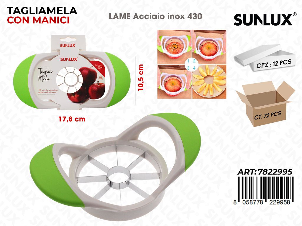 Sunlux Tagliamela c/ Manici in Acciaio 430 17.8*10.5CM