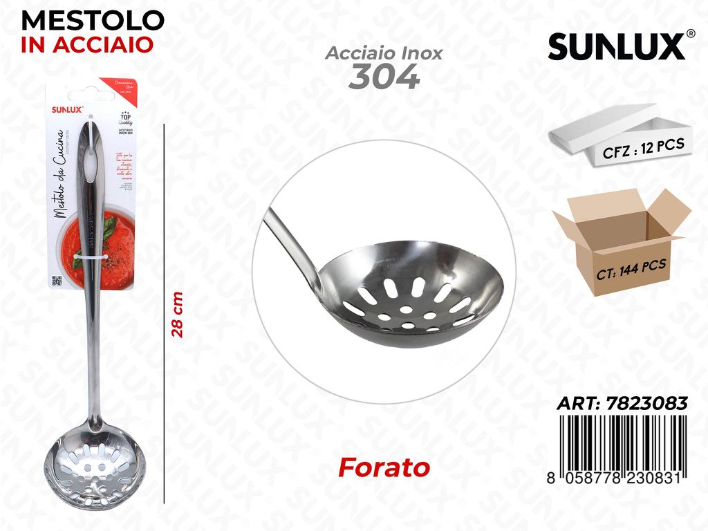 Mestolo Forato in Acciaio 304 28CM