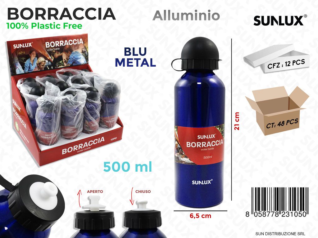 Borraccia in Alluminio 500ML Blu Metal