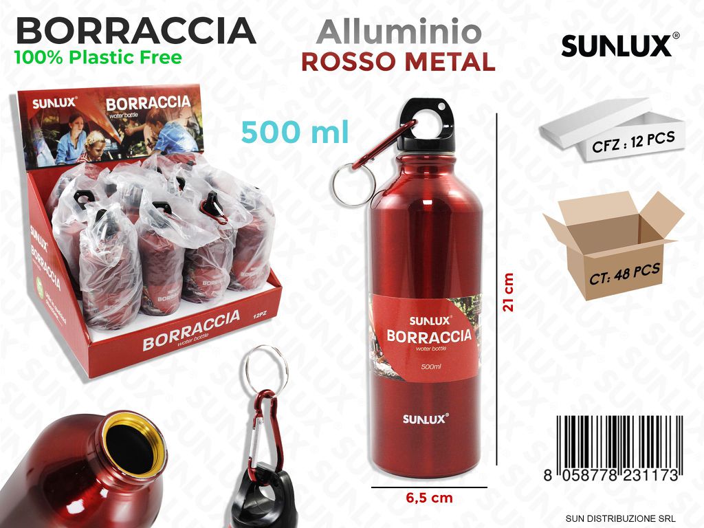 Borraccia in Alluminio 500ML Rosso Metal