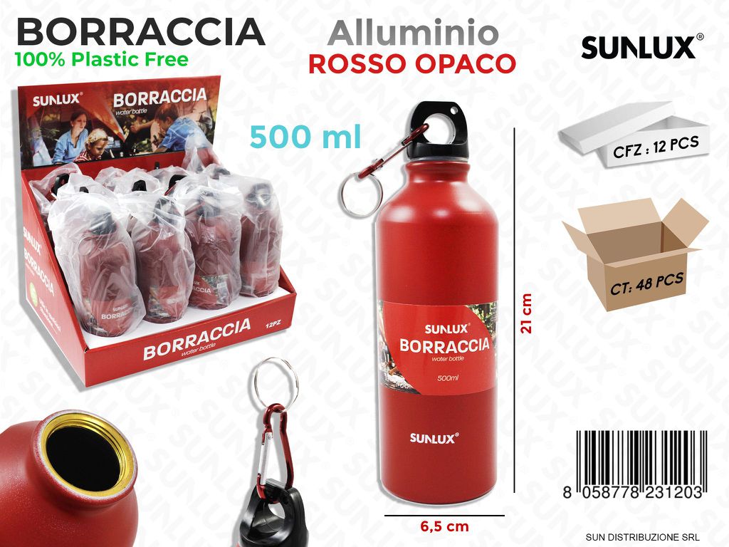 Borraccia in Alluminio 500ML Rosso Opaco