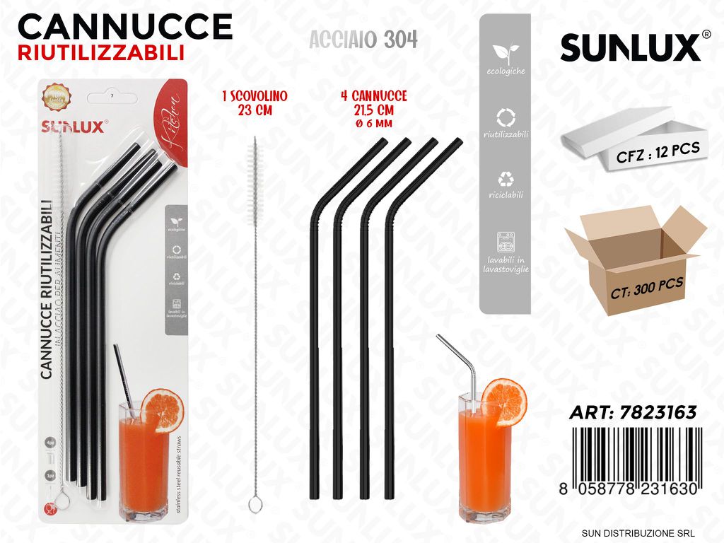 Cannucce Riutil. Acciaio 304 4PCS-SCOVOLINO