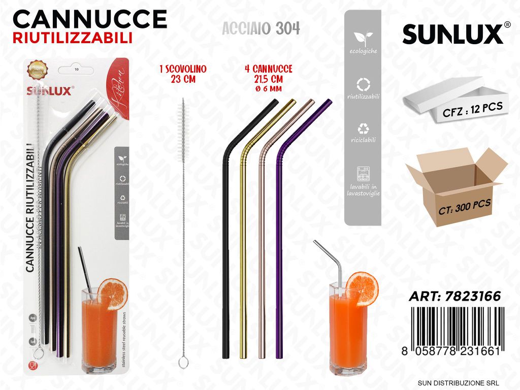 Cannucce Riutil. Acciaio 304 4PCS-SCOVOLINO