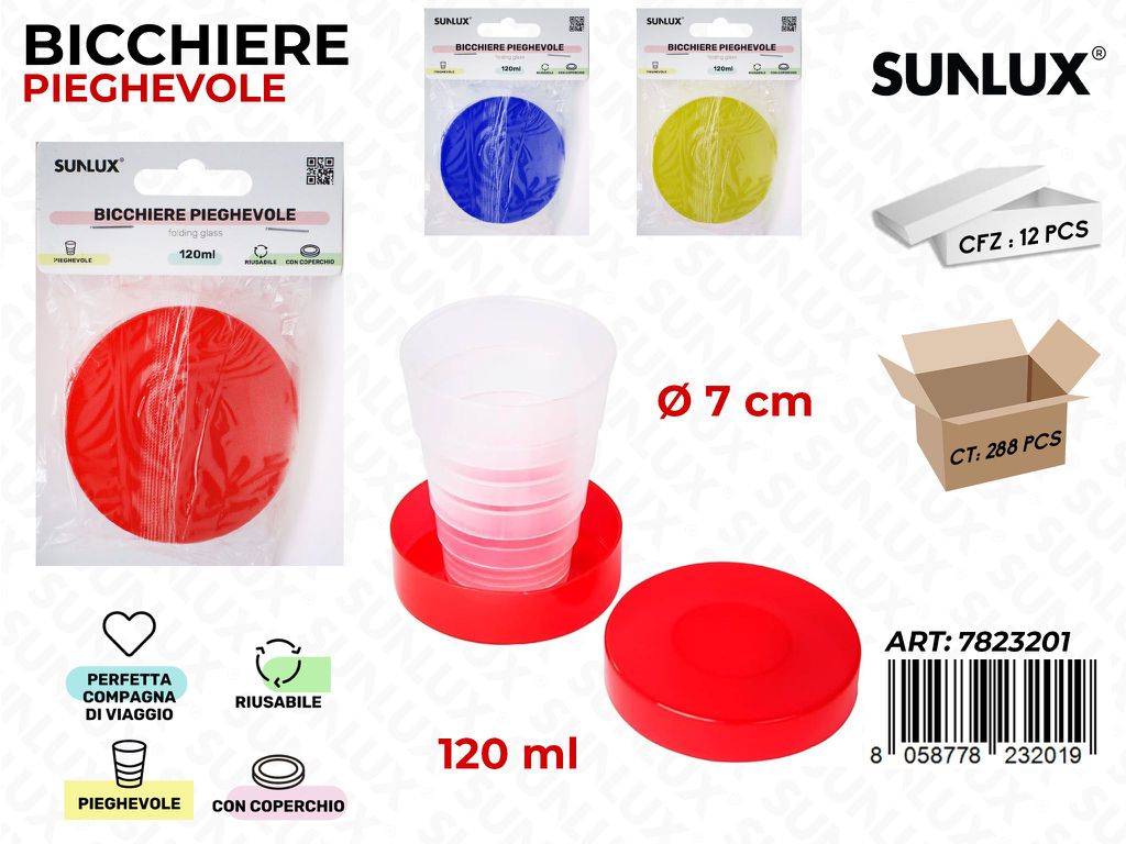 Sunlux Bicchiere Pieghevole c/ COP.120ML
