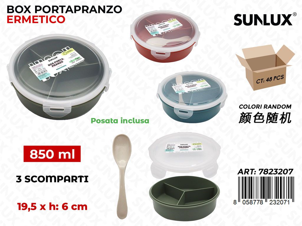 Sunlux Box Portapranzo C/Posata 3Scomp. 19.5*6Cm
