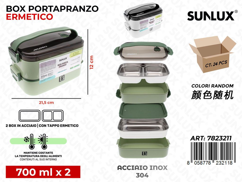 Sunlux Box Portapranzo Ermetico 2SCOMP. 21.5*12CM