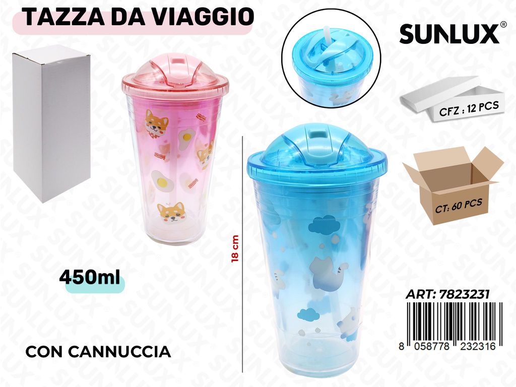 Sunlux Tazza da Viaggio Ass. 450ML 18CM