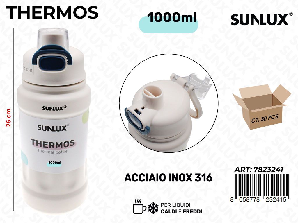 Sunlux Thermos Bianco Inox 316 1000ML 26CM