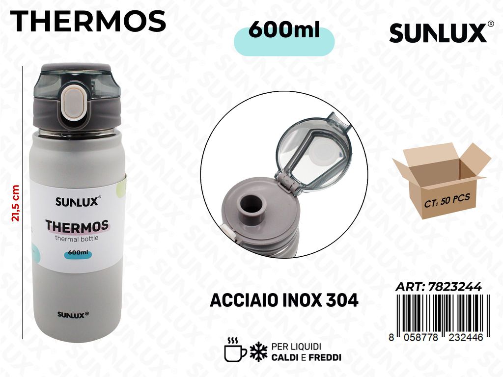 Sunlux Thermos Bianco Inox 304 600ML 22CM