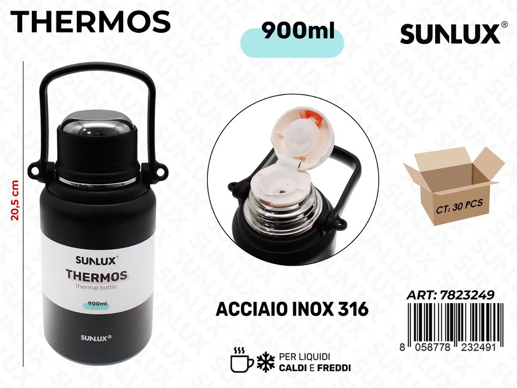 Sunlux Thermos Nero Inox 316 900ML 20.5CM