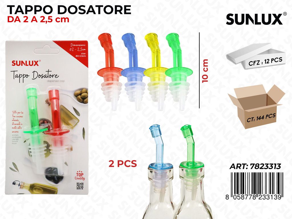 Tappo Dosatore Col. Ass. 10CM 2PCS/ Pz da 12