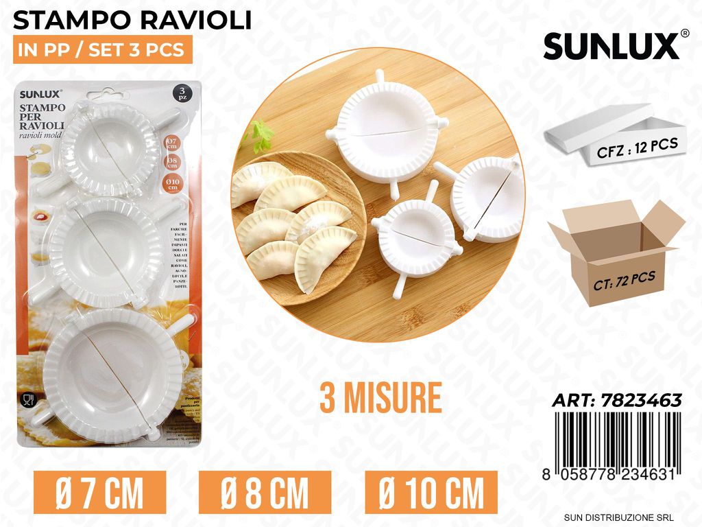 Stampo Ravioli in Pp Set da 3 Ass. D.7/8/10CM /Pz a 12