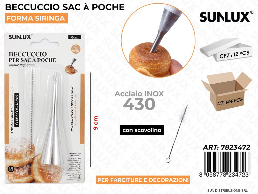 Beccuccio Sac a Poche in Acciaio 430 c/ Scov. 9CM