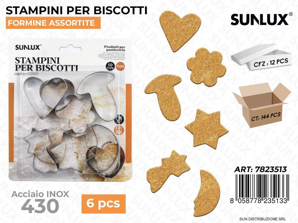 Stampini per Biscotti Acciaio 430 6PCS Ass.