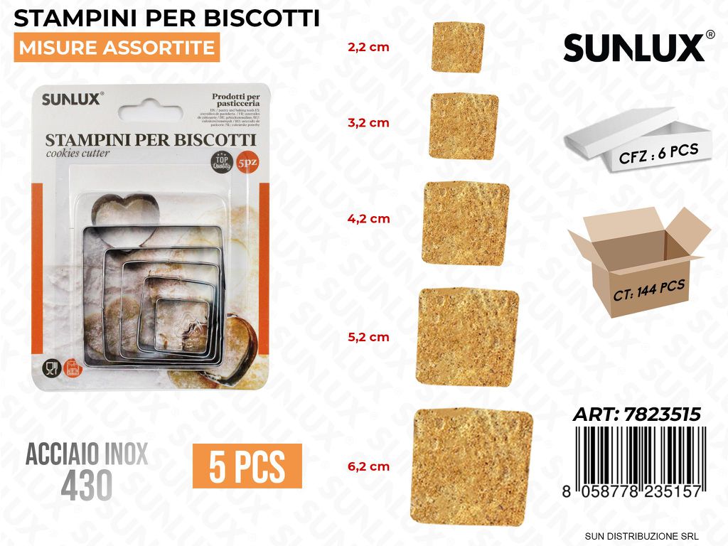 Stampini per Biscotti in Acciaio 430 5PCS Ass.