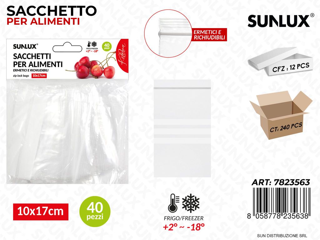 Sacchetto per Alimenti Ermetici 40PCS 10*17CM