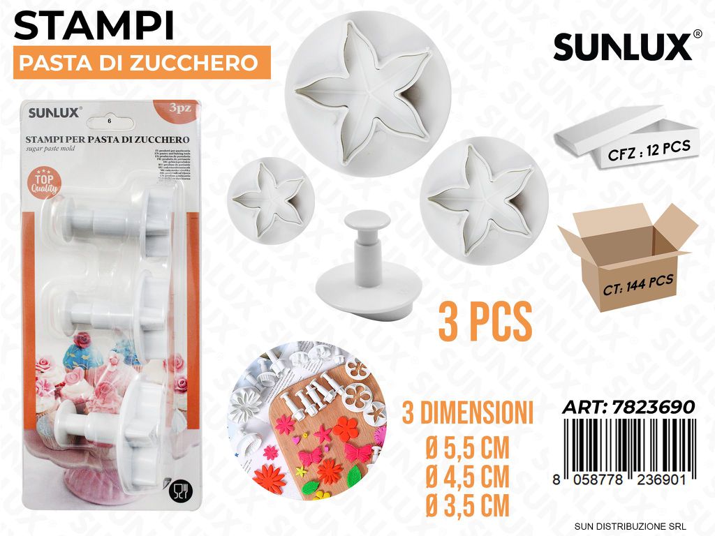 Stampi Pasta di Zucchero 3PCS Mis. Ass.