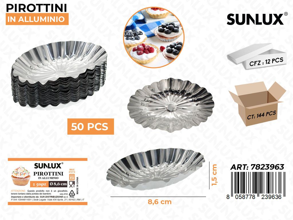 Sunlux Pirottini in Alluminio 50PCS 8.6*1.5CM
