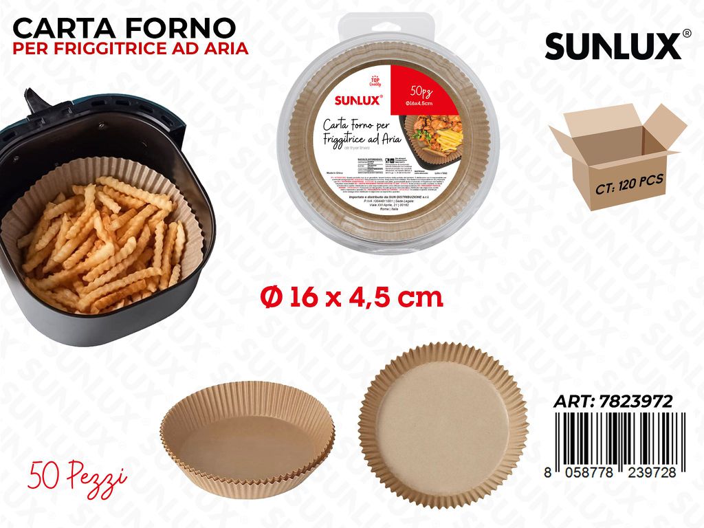 Sunlux Carta Forno per Frigg. Aria 50PCS D.16*4.5CM