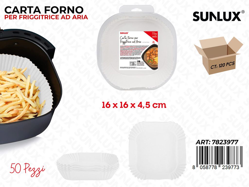 Sunlux Carta Forno per Frigg. Aria 50PCS D.16*4.5CM