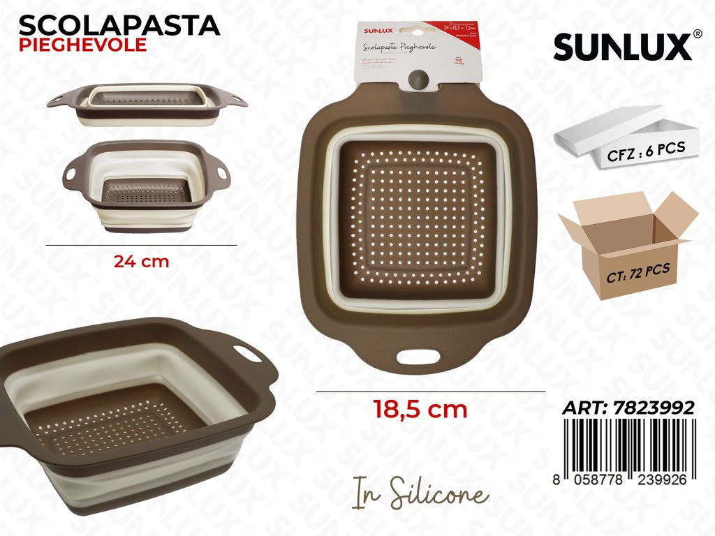 Sunlux Scolapasta Pieghevole Silicone 24*18.5CM