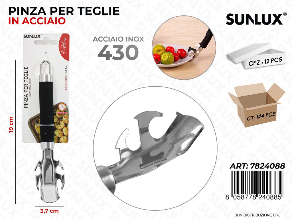 Pinza per Teglie in Acciaio 430 3.7*19CM