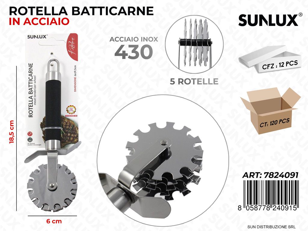 Rotella Batticarne in Acciaio 430 6*18.5CM