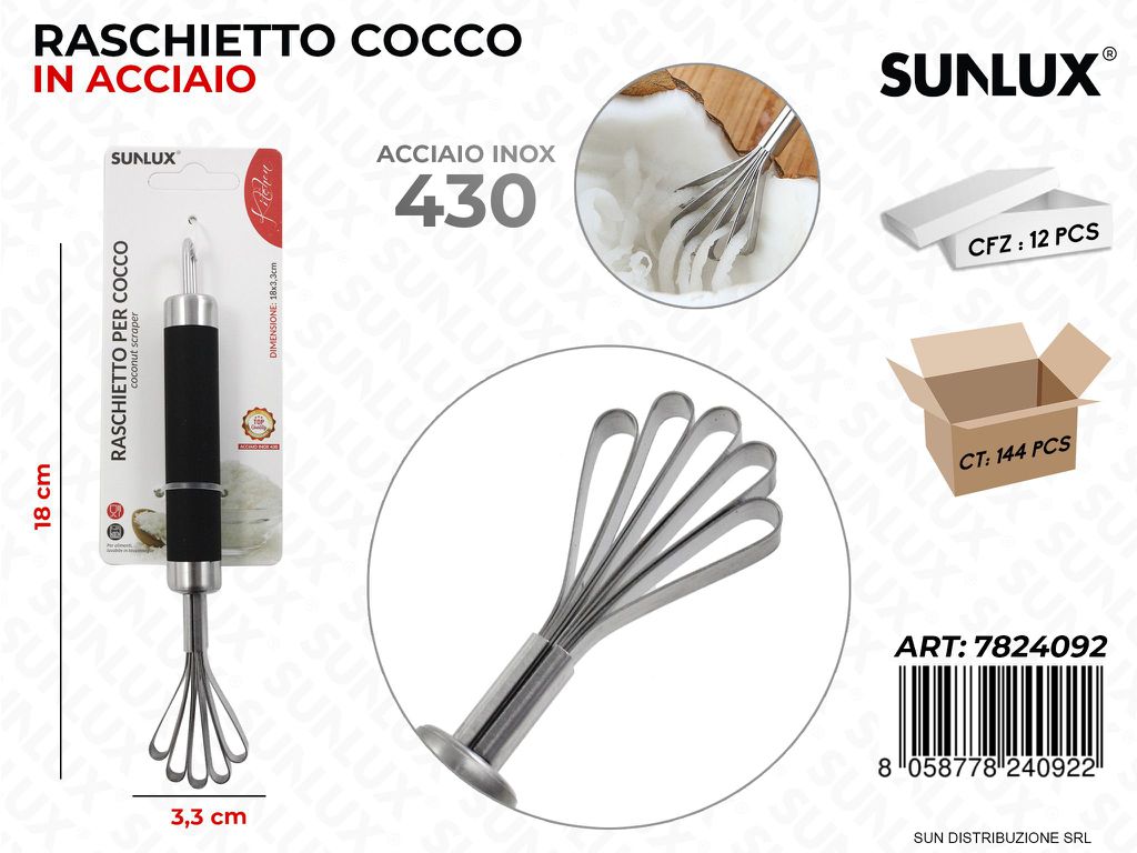 Raschietto per Cocco in Acciaio 430 3.3*18CM