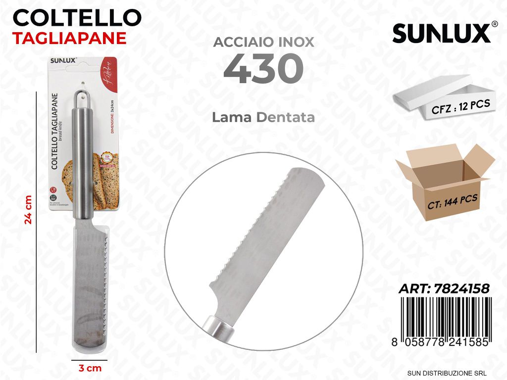 Coltello Tagliapane in Acciaio 430 3*24CM