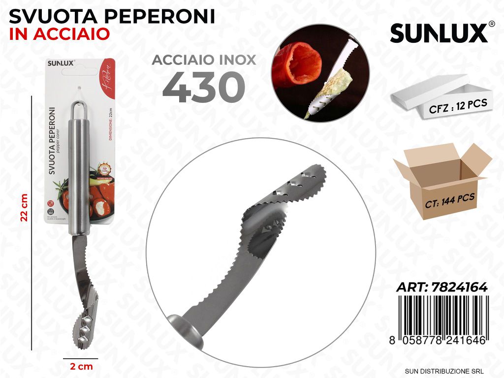 Svuota Peperoni in Acciaio 430 2*22CM