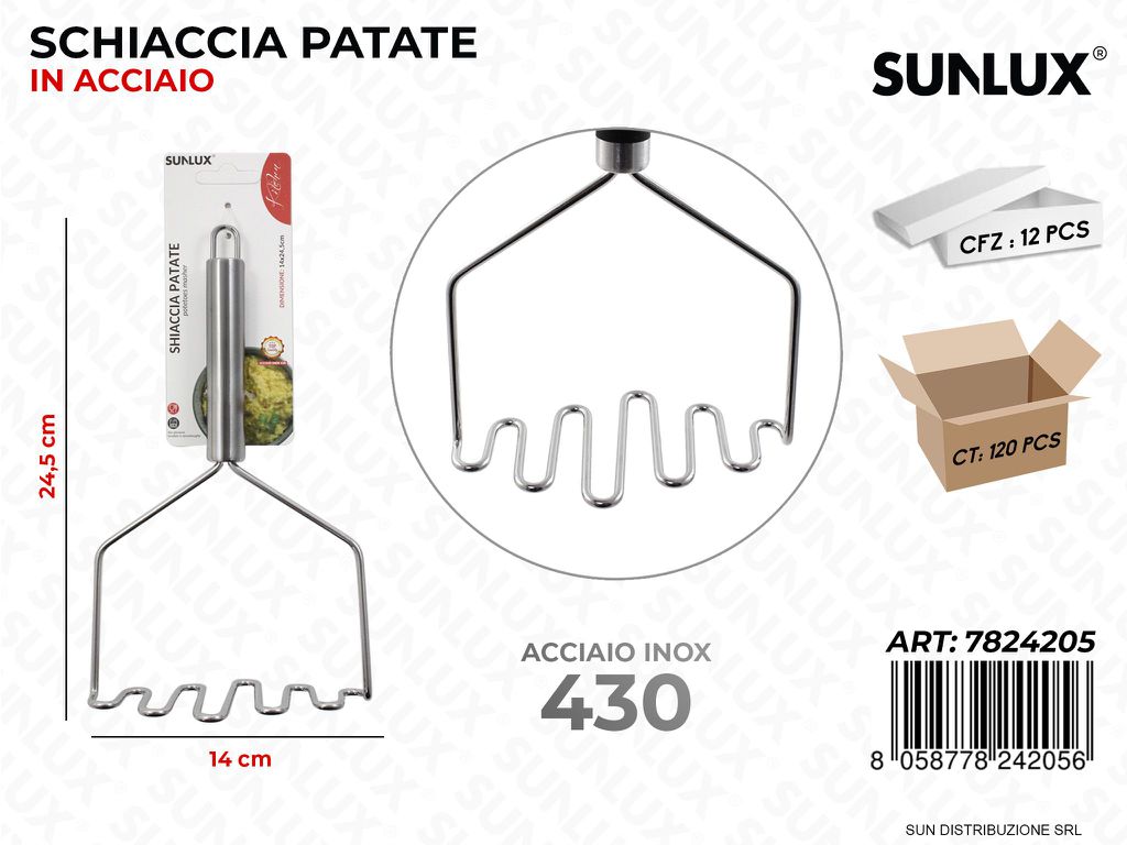 Schiaccia Patate in Acciaio 430 14*24.5CM