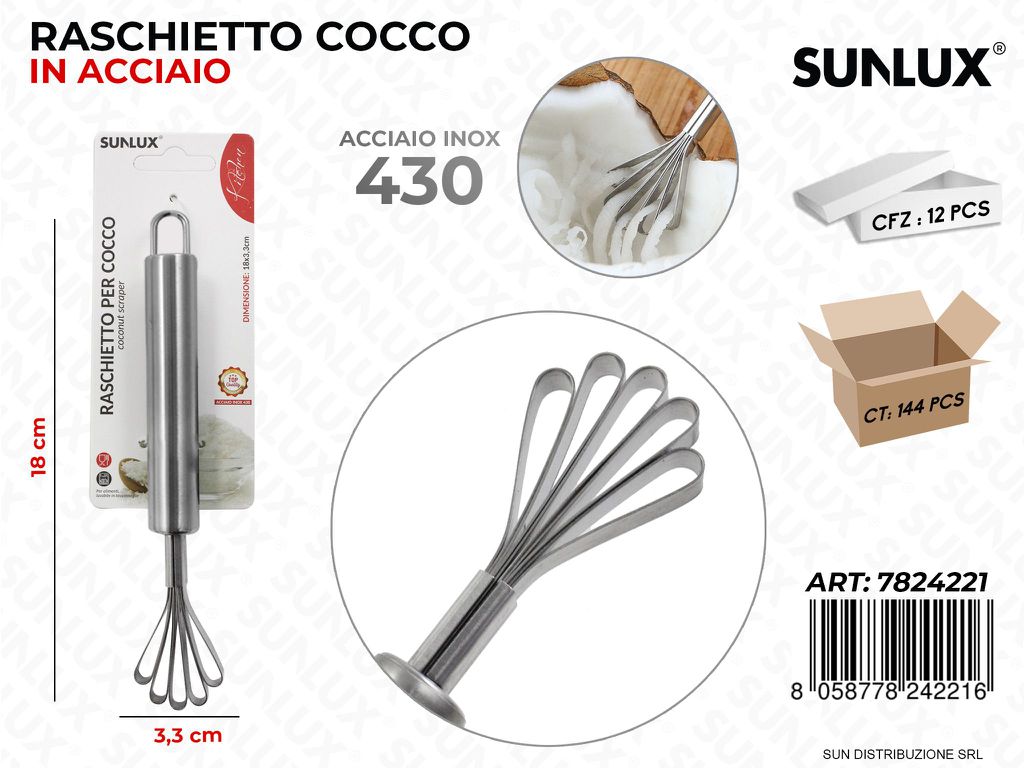 Raschietto per Cocco in Acciaio 430 3.3*18CM