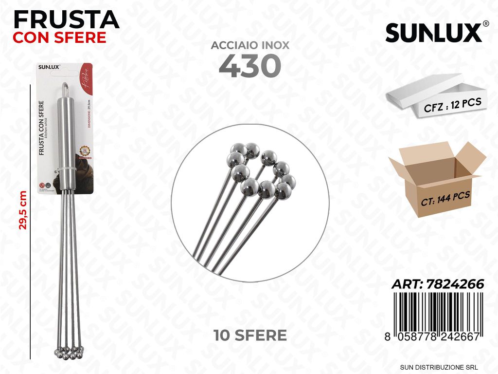 Frusta con 10SFERE in Acciaio 430 29.5CM