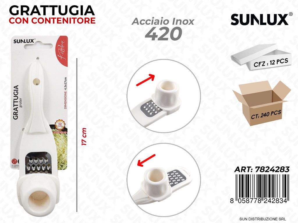Grattugia c/ Contenitore Acciaio 420 17CM