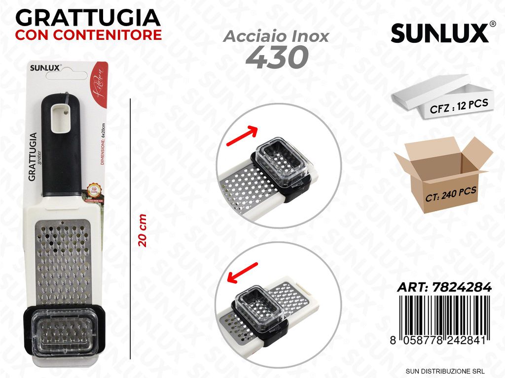 Grattugia c/ Contenitore Acciaio 430 20CM
