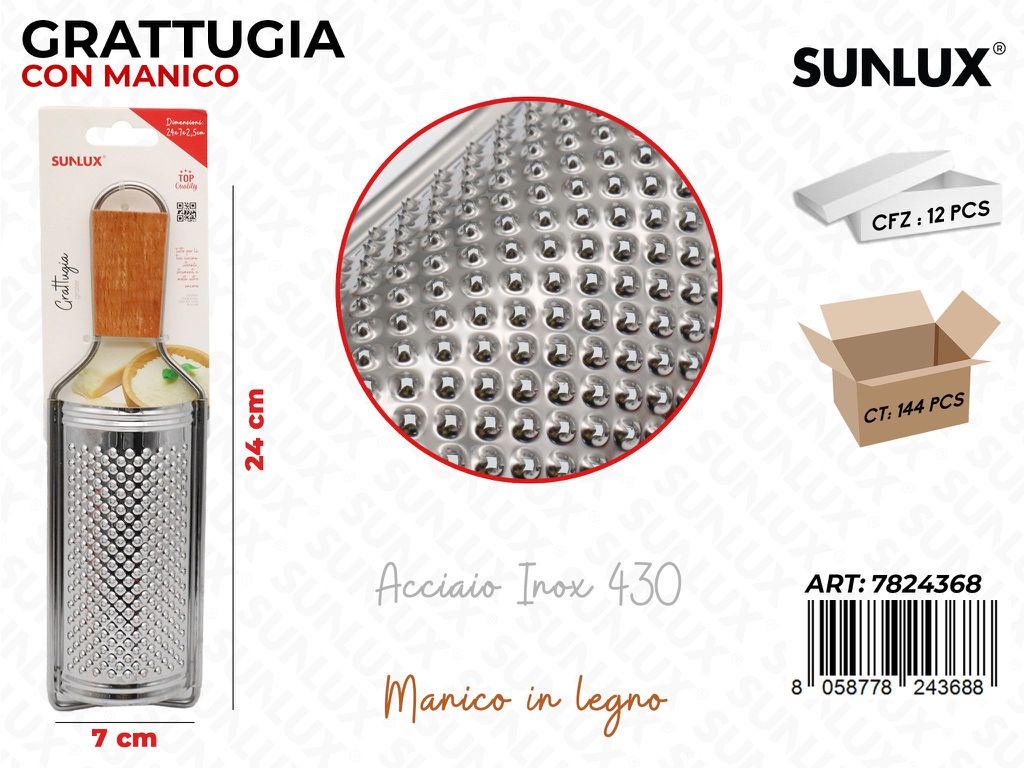 Sunlux Grattugia Legno Acciaio 430 7*24CM