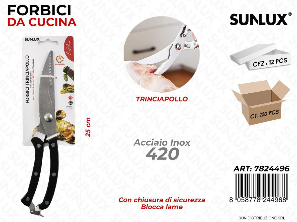 Forbici Trinciapollo Acciaio 420 25CM