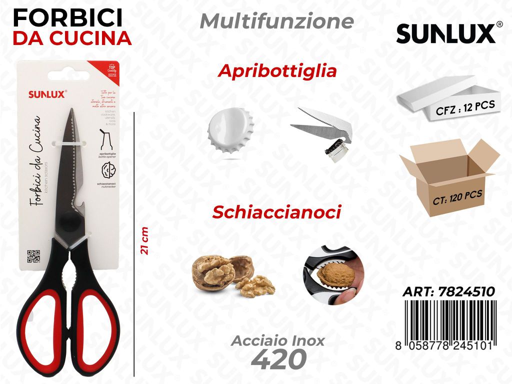 Forbici da Cucina M.funzione Acciaio 420 21CM