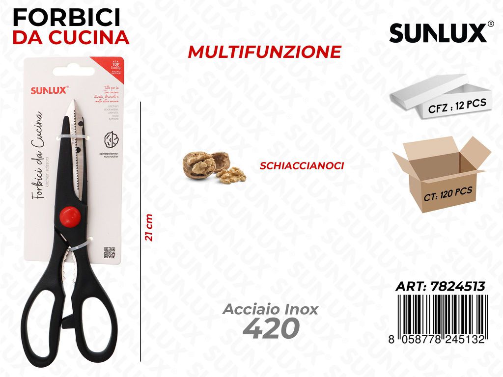 Forbici da Cucina Multifunz. Acciaio 420 21CM