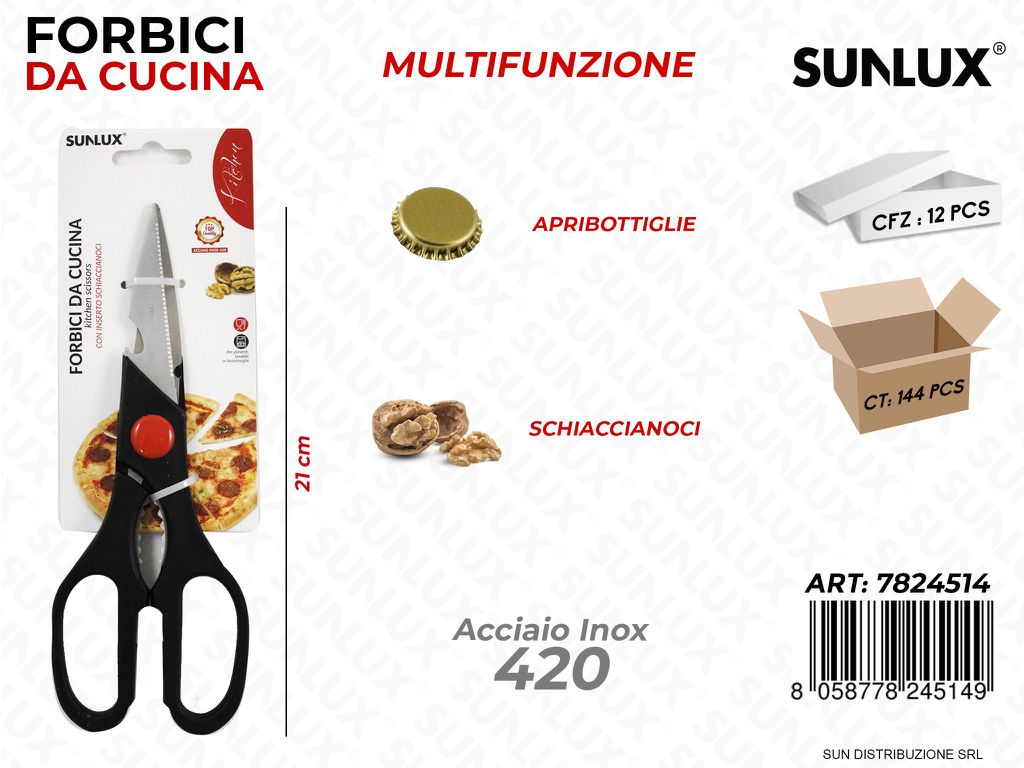 Forbici da Cucina Multifunz. Acciaio 420 21CM