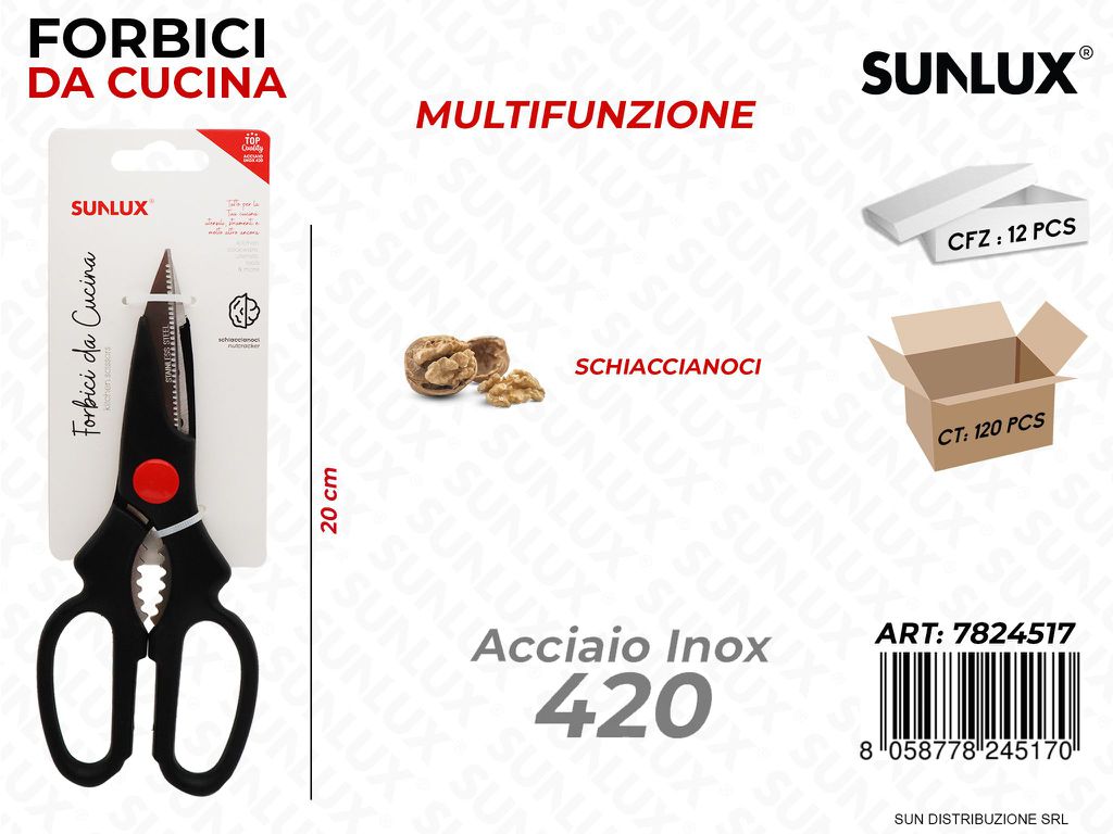 Forbici da Cucina Multifunz. Acciaio 420 20CM