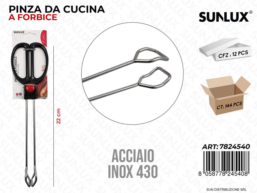 Pinza a Forbice da Cucina Acciaio 430 22CM