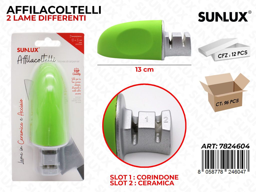 Sunlux Affilacoltelli 2ASS. Ceramica-acciaio 13CM
