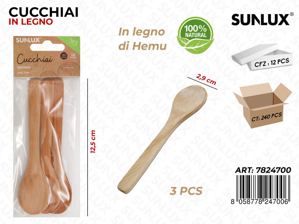Set Cucchiaini in Legno Hemu 3PCS 12.5CM