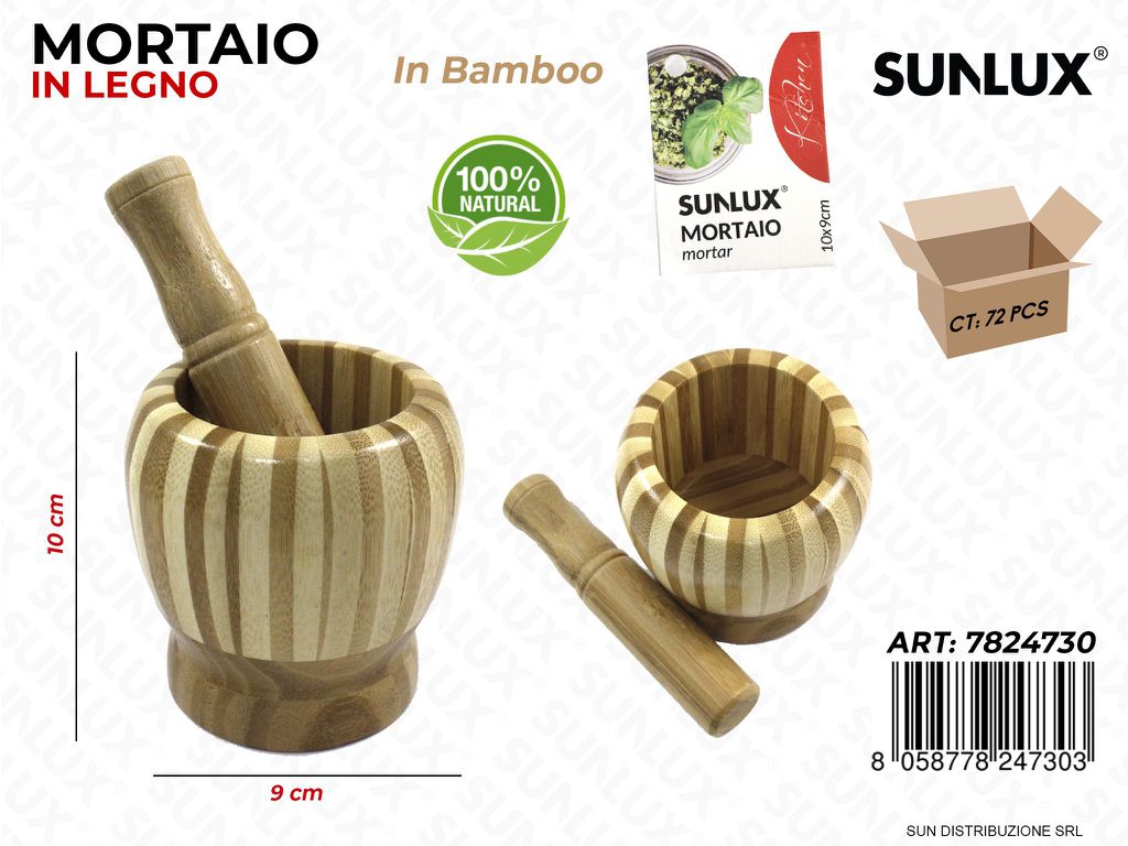 Mortaio in Bambooc/ Pestello 9*10CM
